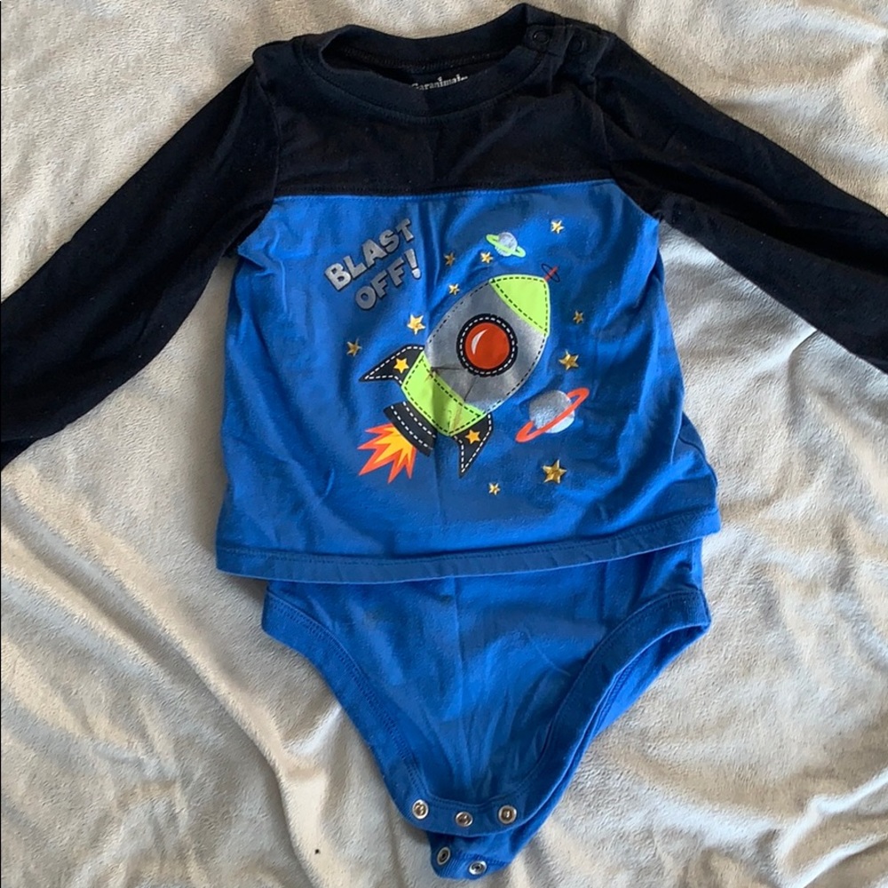 Spaceship long sleeve onesie